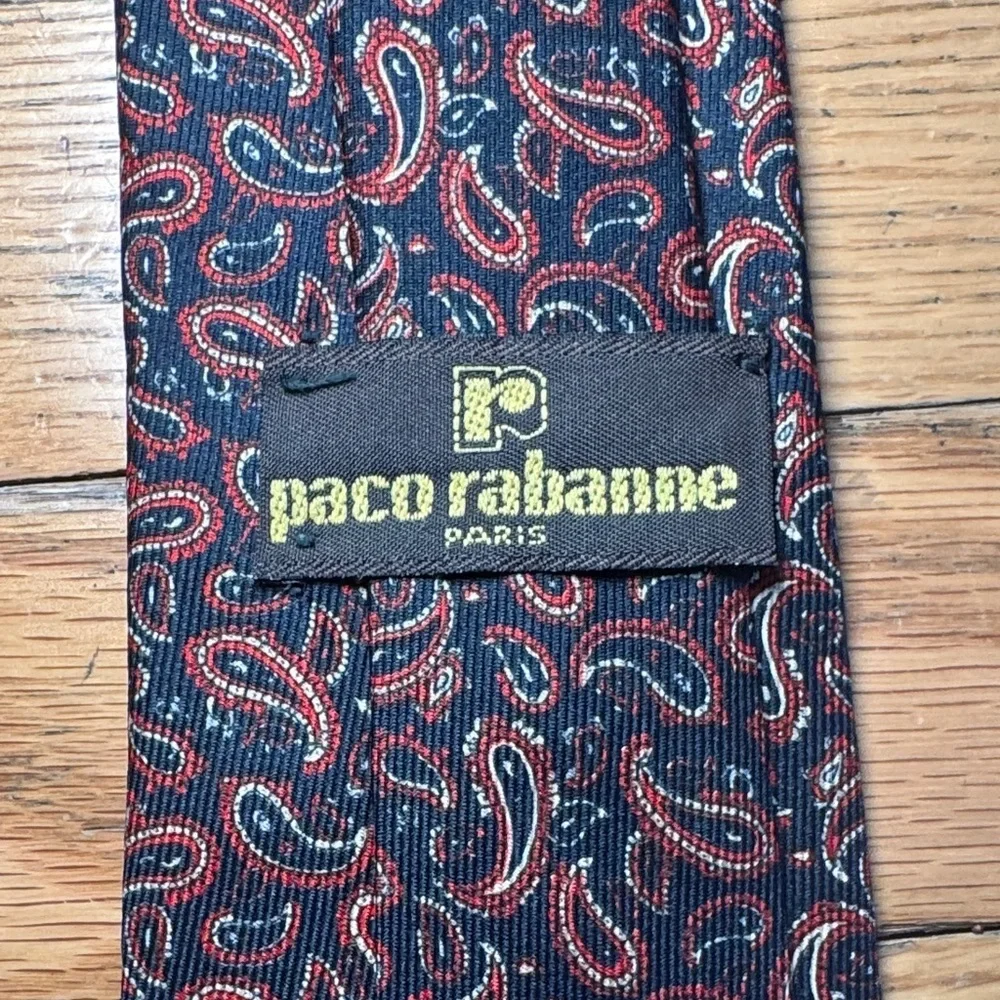 Paco Rabanne Red and Black Paisley Tie